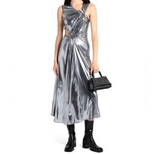 Topshop silver metallic sleeveless maxi dress size 4/6